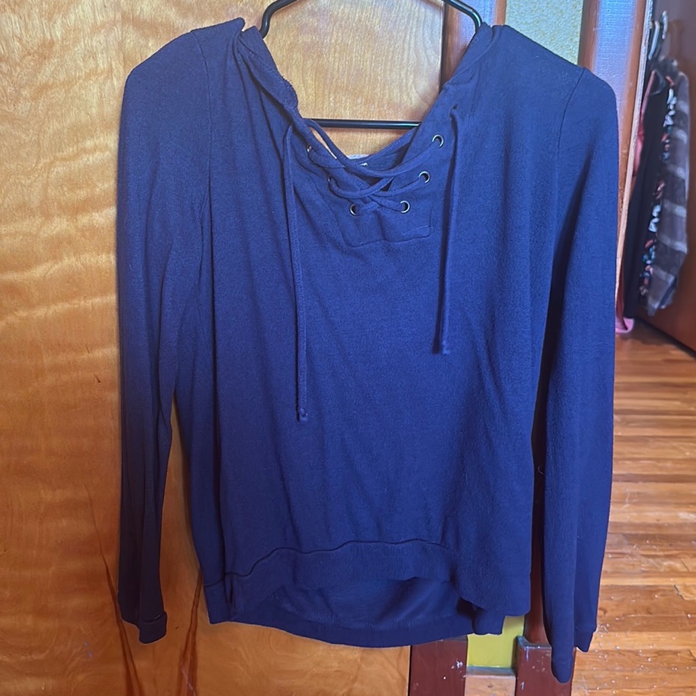 Navy blue sweater, soft material